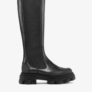 Black Stitch Cleated High Chelsea Boots